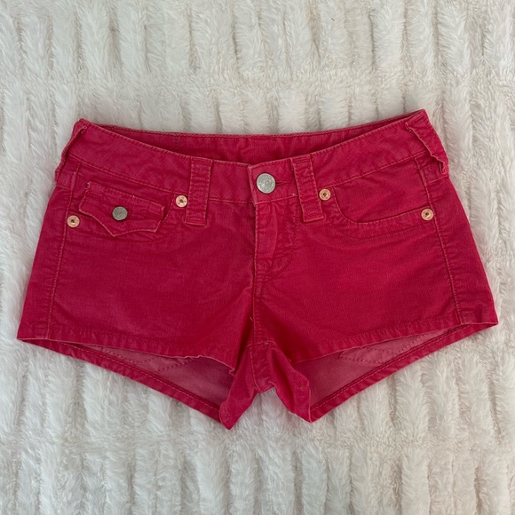 True Religion Low Rise Hot Pink Shorts Size 25 - Picture 1 of 5